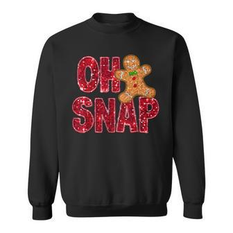 Faux Sequins Oh Snap Christmas Gingerbread Family Matching Sweatshirt - Seseable