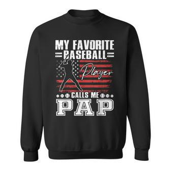 My Favorite Baseball Player Calls Me Pap American Flag Sweatshirt - Thegiftio UK