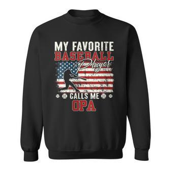 My Favorite Softball Player Calls Me Opa Father's Day Sweatshirt - Thegiftio UK