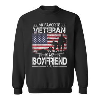 My Favorite Veteran Is My Boyfriend Flag Veterans Day Sweatshirt - Seseable
