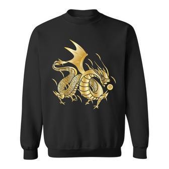 Fearless Golden Chinese Dragon Fire Ball Sweatshirt - Monsterry