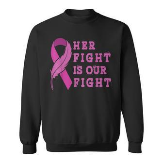 Her Fight Is Our Fight Breast Cancer Awareness Family Sweatshirt - Thegiftio UK