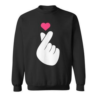 Finger Heart Korean Hand Symbol K-Pop Love Saranghae Sweatshirt - Monsterry
