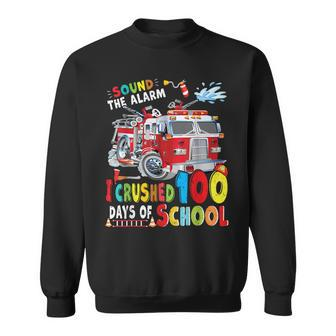 Fire Truck I Crushed 100 Day Of School Outfit Teachers Boys Sweatshirt - Seseable