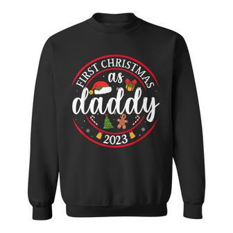 First Christmas As A Daddy Family Santa Hat Xmas Pjs New Dad Sweatshirt - Seseable