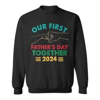 Our First Fathers Day Together 2024 Vintage New Dad Matching Sweatshirt - Thegiftio UK