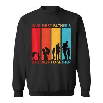 Our First Father’S Day Together Retro Father's Day 2024 Sweatshirt - Thegiftio UK