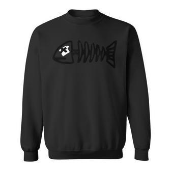 Fish Skeleton Boating Bones Ocean Deep Sea Sweatshirt - Monsterry