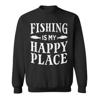 Fishing Is My Happy Place Fisherman Vintage Look Sweatshirt - Monsterry