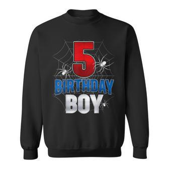 Five 5Yr Boys Spider Web Happy 5Th Birthday Boy 5 Years Old Sweatshirt | Mazezy