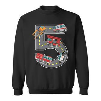 Five Year Old 5Th Birthday Fire Truck Ambulance Police Car Sweatshirt - Monsterry