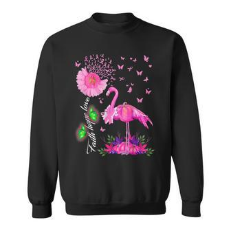 Flamingo Faith Hope Love Pink Pumpkin Ribbon Breast Cancer Sweatshirt - Monsterry
