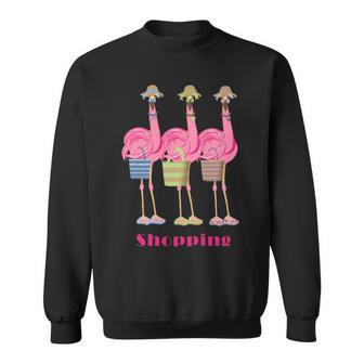 Flamingo Friends Go Shopping Sweatshirt | Mazezy