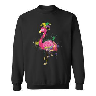 Flamingo Mardi Gras Beads Sweatshirt | Mazezy