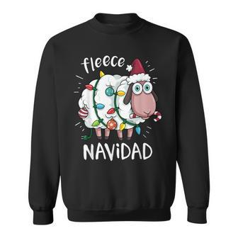 Fleece Feliz Navidad Cute Sheep Christmas Sweatshirt - Monsterry