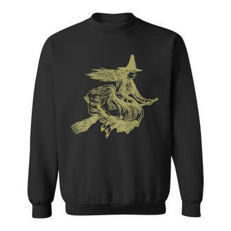 Flying Witch On A Broom Occult Magic Dark Gothic Sweatshirt - Monsterry UK