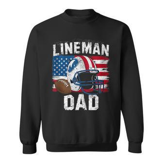 Football Lineman Dad American Flag Fathers Day 4Th Of July Sweatshirt - Thegiftio UK