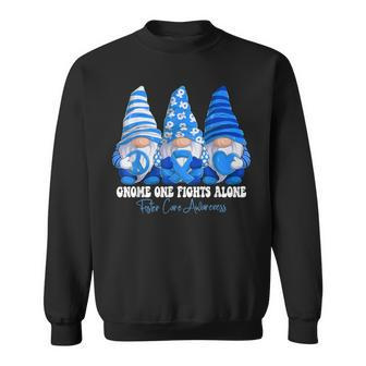 Foster Care Awareness Month Blue Ribbon Gnomies Support Sweatshirt - Monsterry AU