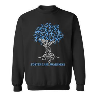 Foster Care Awareness Tree Ribbon Blue Sweatshirt - Monsterry