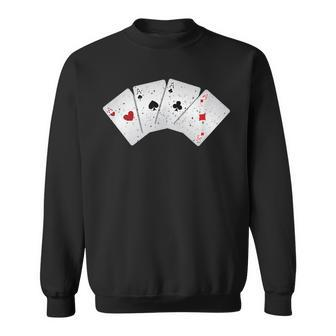 Four Ace Of Cards Heart Spade Clover Diamond Sweatshirt - Monsterry