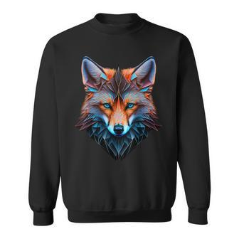Fox Blue Eyes Animal Fox Sweatshirt - Seseable