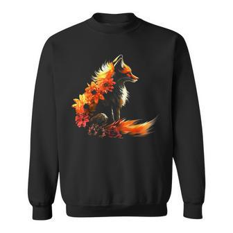 Fox Flowers Artificial Animal Fox Sweatshirt - Seseable
