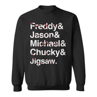 Freddy Jason Michael Horror Film Character List Sweatshirt - Monsterry