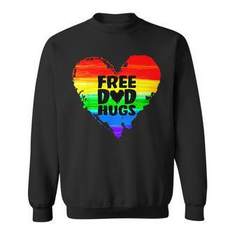 Free Dad Hugs Lgbt Gay Pride Parade Rainbow Flag Fathers Day Sweatshirt - Thegiftio UK
