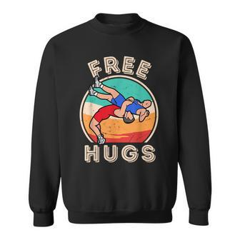 Free Hugs Wrestling Wrestling Coach Vintage Wrestle Sweatshirt - Monsterry