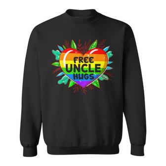 Free Uncle Hugs A Half Pride Lgbt Flag Heart Gay Lesbian Sweatshirt - Monsterry