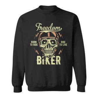 Freedom Biker Motorcycle Rider Skull Skeleton Sweatshirt - Monsterry