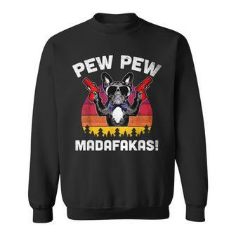 Frenchie Pew Pew Madafakas Vintage French Bulldog Church Sweatshirt - Seseable