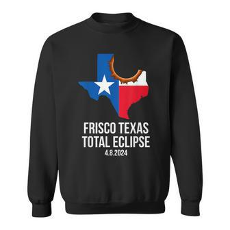 Frisco Texas Total Eclipse 2024 Tx State Outline Texan Flag Sweatshirt - Seseable