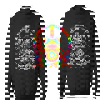 Frog Peace Sign Tie-Dye Hippie Frog Sweatshirt - Seseable