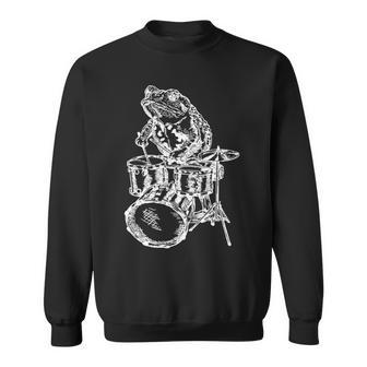 Frog Playing Drums Musician Sweatshirt | Mazezy