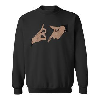 Fuchs Gangzeichen Sweatshirt im Hip-Hop-Stil, Schwarz mit Grafikdesign - Seseable
