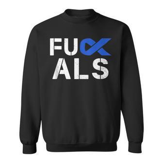 Fuck Als Awareness Month Blue Ribbon Support Squad Fighter Sweatshirt - Monsterry DE