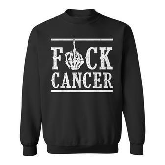 Fuck Cancer Middle Finger Bone Skeleton Cancer Survivor Sweatshirt - Seseable