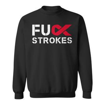 Fuck Strokes Fu Survivor Stroke Awareness Month Red Ribbon Sweatshirt - Thegiftio UK