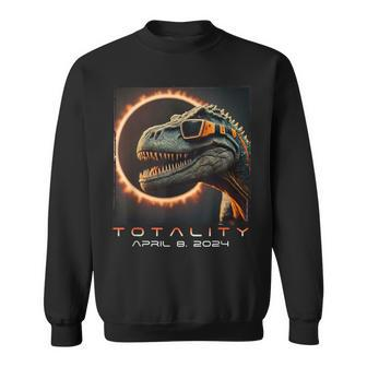 Fun Dinosaur T-Rex Totality April 8 2024 Total Solar Eclipse Sweatshirt | Mazezy DE