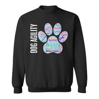 Fun Dog Agility Dog Agility Word Cloud Paw Shape Sweatshirt - Thegiftio UK