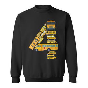 Fun School Bus 4Th Birthday Outfit 4 Year Old Boy Kid Girls Sweatshirt - Monsterry AU