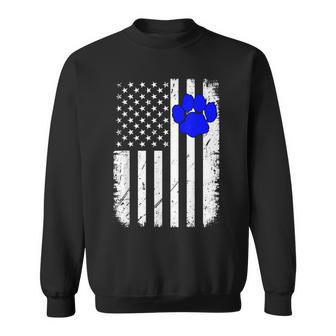 Fun Thin Blue Line Police K9 Dog American Flag Sweatshirt - Monsterry