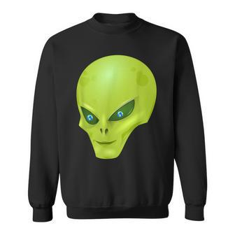Alien With Earth Eyeballs Ufo Spaceship Novelty Sweatshirt - Monsterry