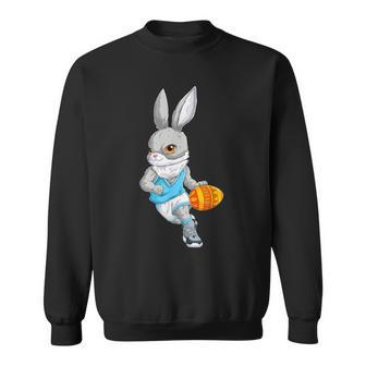 Basketball Player Happy Easter Bunny Holding Egg Sweatshirt - Seseable