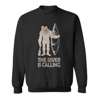 Bigfoot Canoe The River Is Calling Sasquatch Sweatshirt | Mazezy