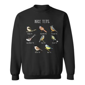 Bird Watching Humor Collection Of Tits Nice Tit Birds Sweatshirt - Seseable