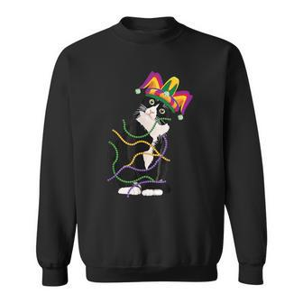 Black Cat Meow Mardi Gras Mask Fleur Lis Cat Lover Sweatshirt - Monsterry UK