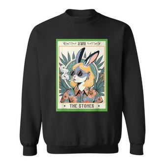 Bunny Cannabis Weed Lover 420 The Stoner Tarot Card Sweatshirt - Seseable