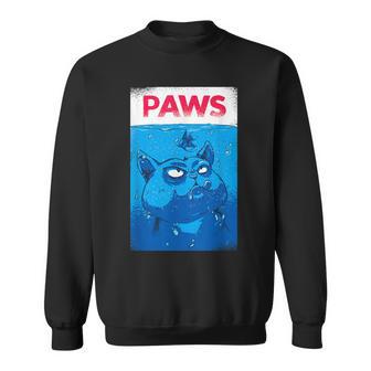 Cat Paws Shark Eating Fish Take On Shark Movie Sweatshirt - Monsterry DE